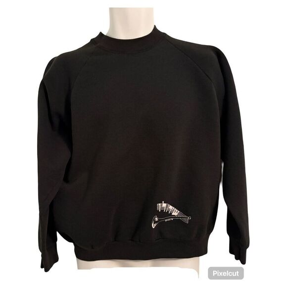 Vintage 90’s Hanes Beefy Tag. Clean AF Black Crewneck. Music note hit - Picture 1 of 6